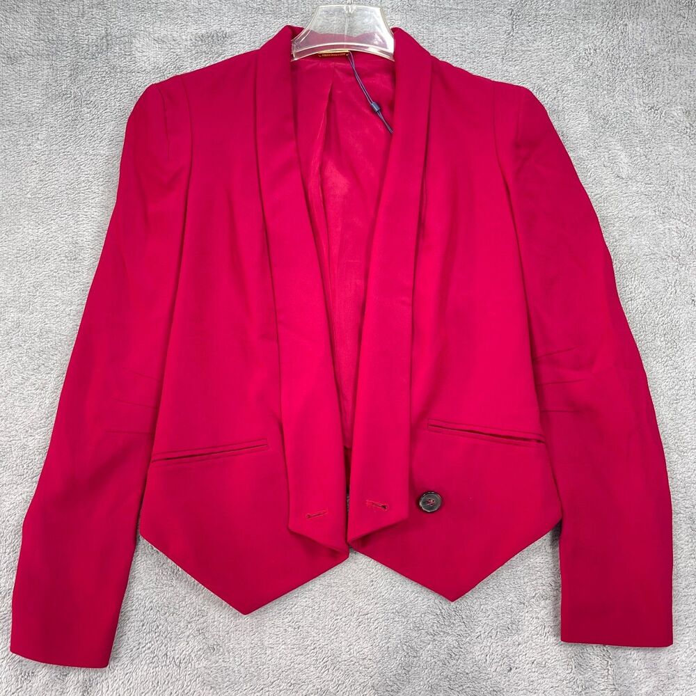 Rebecca Minkoff Becky Blazer Jacket Womens XS Red Pockets‎ Long Sleeve Business